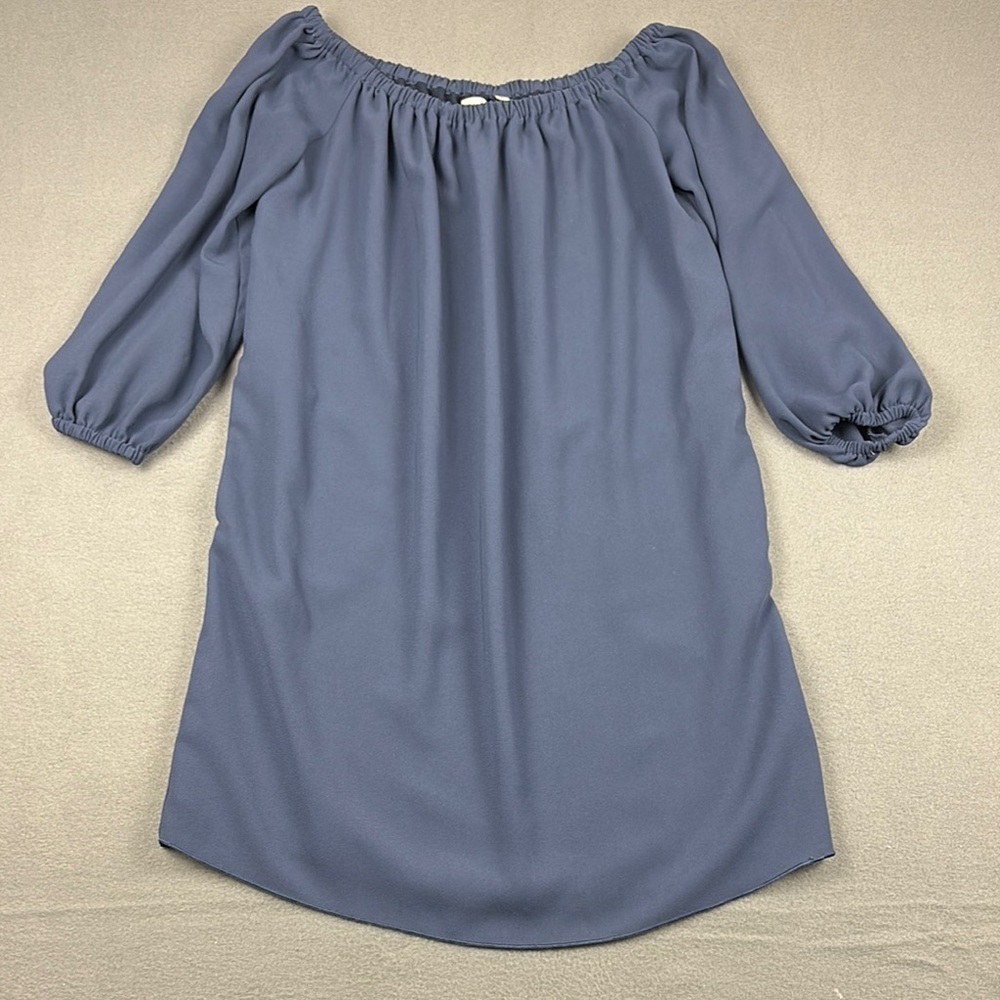 Aritzia WILFRED Off The Shoulder Dress Size Small With Pockets Purple/Navy